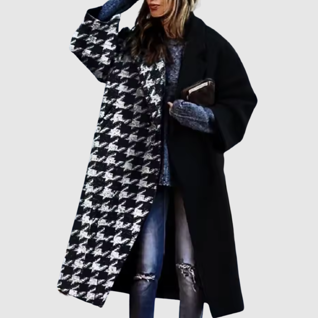 Lydia | Modern Houndstooth Panel Coat