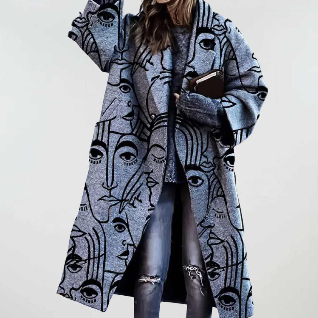 Nora | Monochrome Faces Coat